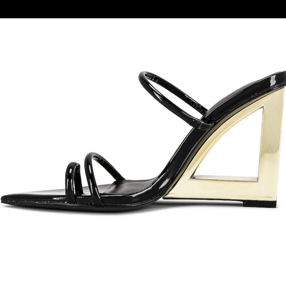Raye gold block strappy sandals